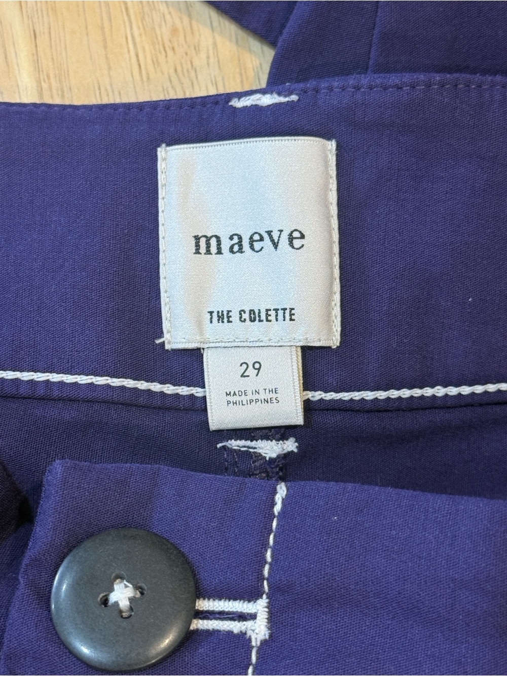 Maeve Purple Colette Wide-Leg Pants with White Topstitch - Picture 2 of 12